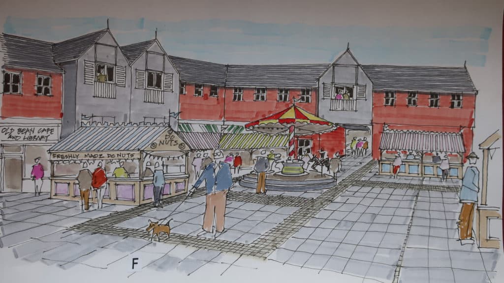 Concept drawing of the Square in Leiston, Suffolk